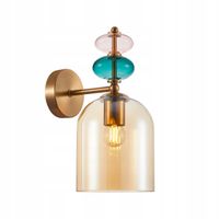 Kinkiet BUSCO 1xE27 złoty kolorowe szkło klosz amber Italux WL-30263-1B-BRO