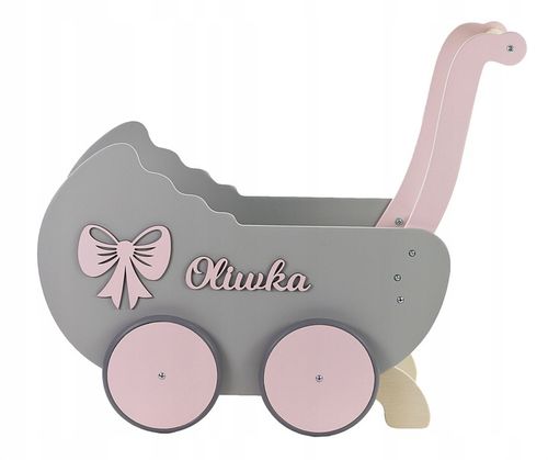 DREWNIANY WÓZEK DLA LALEK + IMIĘ prezent na roczek na Arena.pl