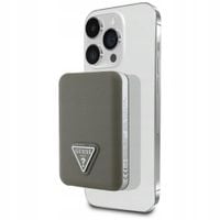 Powerbank indukcyjny Guess Grained Triangle 5000mAh 15W USB-C MagSafe brązo