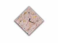 ZEGAR SZKLANY ROMB - Marmur róż i złoto