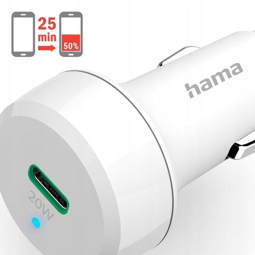 Ładowarka samochodowa HAMA PD/Qualcomm 20W + Kabel Typ-C - Lightning na Arena.pl