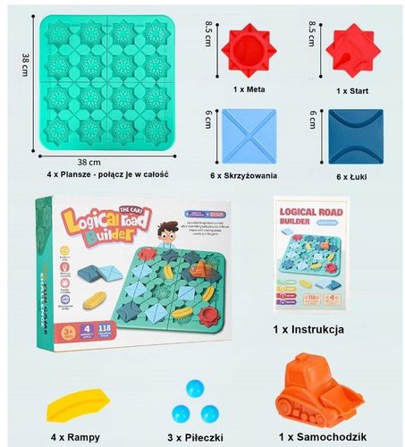 GRA LOGICZNA PLANSZOWA UKŁADANKA LABIRYNT BUDOWANIE DROGI NA PREZENT KLOCKI na Arena.pl