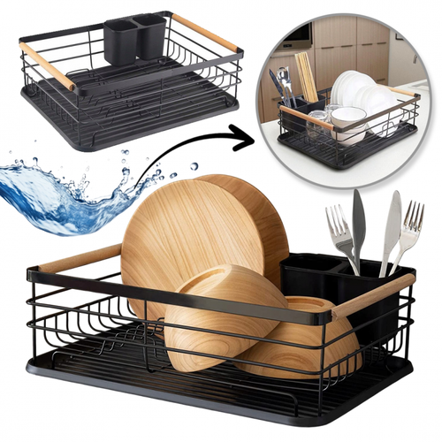 suszarka do naczyń, ociekacz z tacką 43 x 30,5 x 14 cm czarny su05cz na Arena.pl