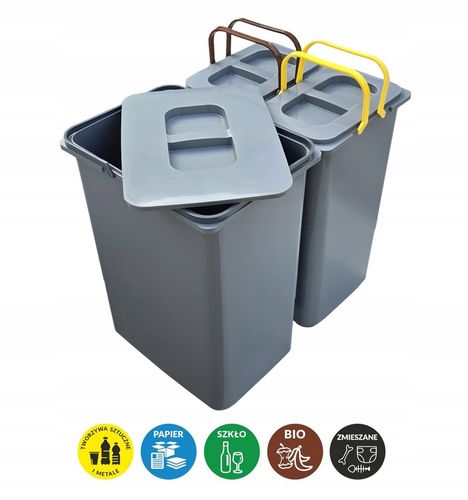 Zestaw sortownik kosz na śmieci do szafki 40 cm 38L pojemniki na na Arena.pl