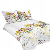 Pościel 220x200 satyna bawełniana biała w kwiaty EXCLUSIVE MATEX