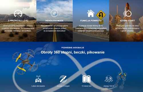 Dron OVERMAX X Bee Drone 2.4 Kamera Auto Powrót na Arena.pl