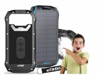 Bardzo Silny Powerbank Solarny Pancerny 33500mAh Mocna Ładowarka Indukcja