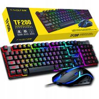 KLAWIATURA GAMINGOWA PODŚWIETLANA DLA GRACZY RGB + MYSZ T-WOLF TF200