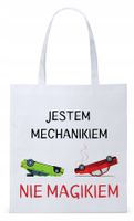 Dla Mechanika Prezent Torba Eco Biała Shopper Z Nadrukiem Ze Zdjęciem