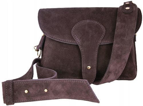 Zamszowa Torebka włoska CZEKOLADOWA nerka listonoszka MAXI DUŻA WERSJA na Arena.pl