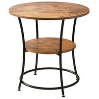 Stolik kawowy ława okrągły z półką brąz loft 55 cm