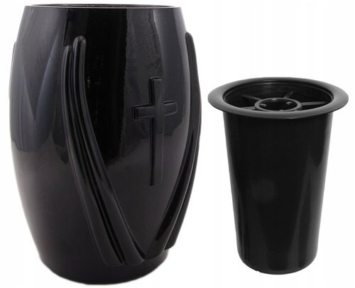 Wazon nagrobny niski nagrobkowy na nagrobek czarny 22cm na Arena.pl