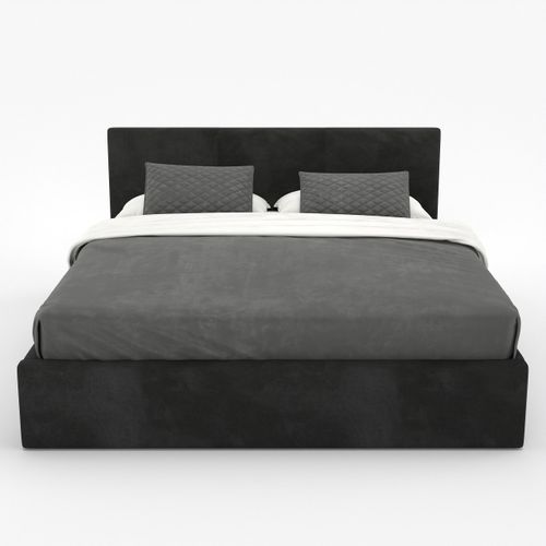 ŁÓŻKO TAPICEROWANE DO SYPIALNI 160x200 ŁÓŻKO PODWÓJNE Z POJEMNIKIEM CZARNE na Arena.pl