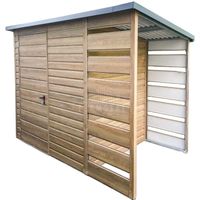 Schowek domek ogrodowy 2x2m + wiata 0,8m drzwi drewnopodobny TS756