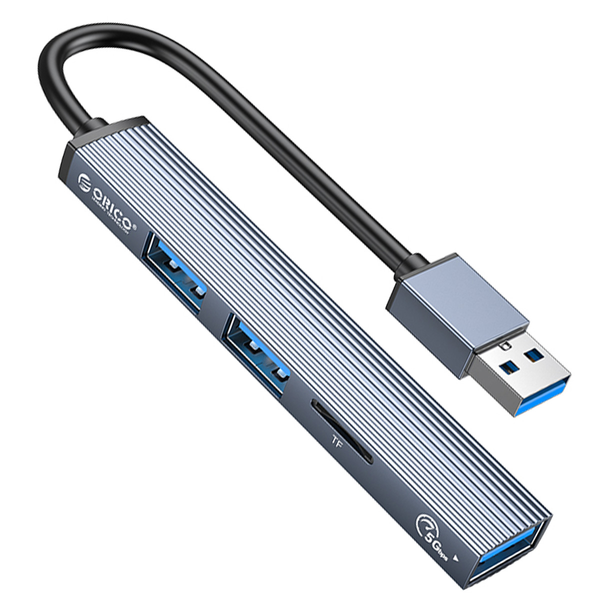 Orico Hub USB-A 5Gbps 3*USB-A, microSD, alu zdjęcie 1