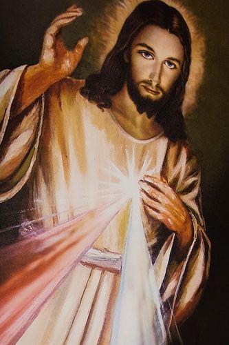 OBRAZ NA PŁÓTNIE JEZU UFAM TOBIE JEZUS MIŁOSIERNY KOMUNIA 30x40cm na Arena.pl