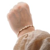 Bransoletka - Biały koral, Hematyt i srebro złocone