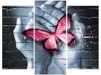 90CM 70 ZEGAR 3 ELEM MOTYLOWE GRAFFITI SCIENNY DRUK