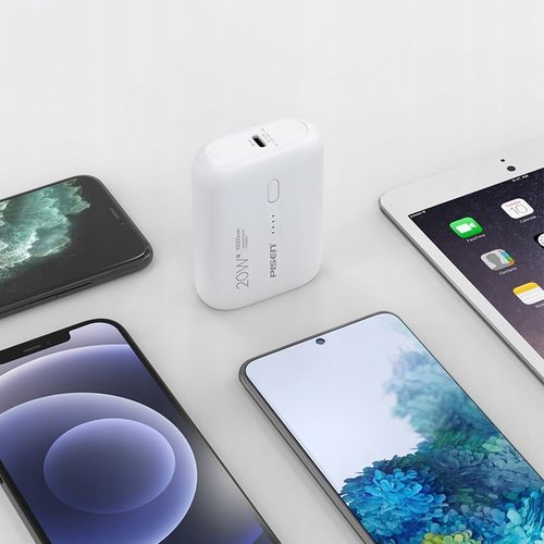 POWERBANK MINI SLIM 10000 mAh 20W USB C PD QC BIAŁY DO IPHONE APPLE + KABEL na Arena.pl