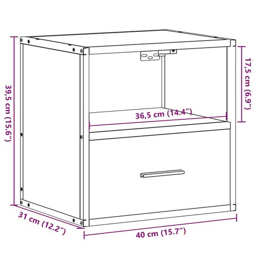 Wisząca szafka nocna, dąb sonoma, 40x31x39,5 cm na Arena.pl