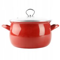 Garnek indukcja gaz emaliowany z pokrywką 24 cm 6,5 l czerwony