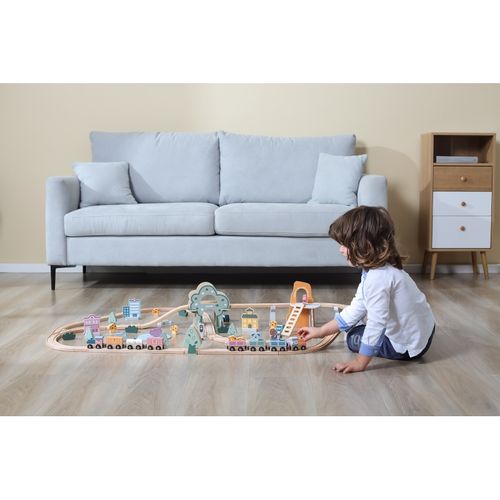 VIGA PolarB Drewniana kolejka dla dzieci Pociąg Tor 90 elementów na Arena.pl
