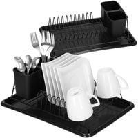 DUŻA SUSZARKA OCIEKACZ DO NACZYŃ CZARNA Z TACKĄ STOJĄCA NA NACZYNIA