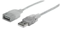 PRZEDŁUŻACZ KABEL MANHATTAN USB 2.0 A-A M/F 1,8M SREBRNY 336314