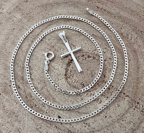 SREBRNY ŁAŃCUSZEK PANCERKA I KRZYŻYK ZESTAW IDEALNY NA PREZENT na Arena.pl