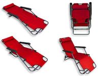 LEŻAK OGRODOWY TARASOWY TURYSTYCZNY SKŁADANY REGULOWANY CZERWONY