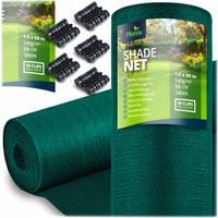 Siatka cieniująca 1,5x50m 140g/m2 + 50 zacisków zielona