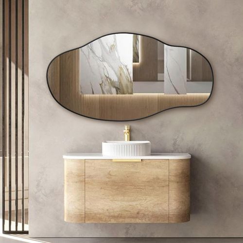 Lustro ścienne asymetryczne 40x75 cm - Czarna rama na Arena.pl