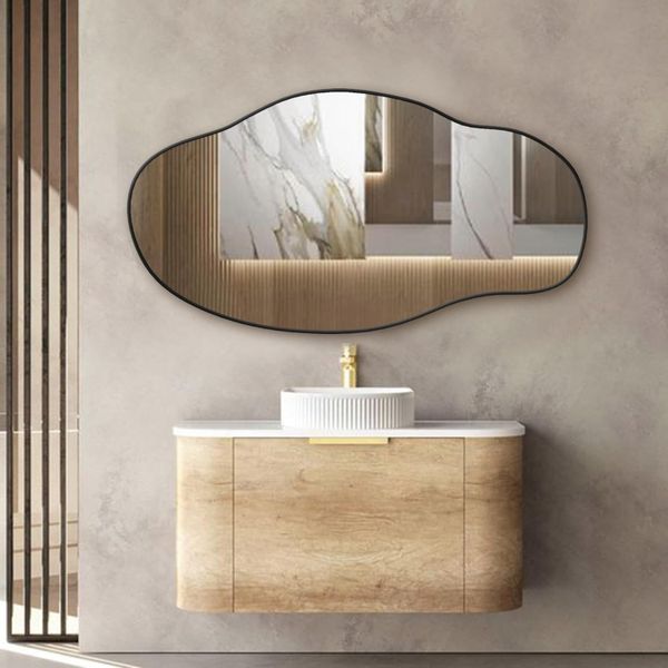 Lustro ścienne asymetryczne 40x75 cm - Czarna rama zdjęcie 4