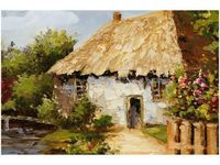 60X40CM WIEJSKI DOMEK OBRAZ