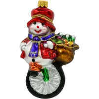 Bombka choinkowa szklana: Bałwan na monocyklu