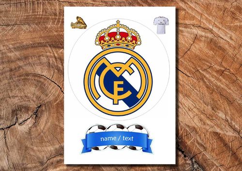 Wydruk cukrowy na tort A4 Real Madryt napis DIY na Arena.pl
