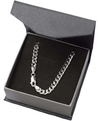 SREBRNA PEŁNA BRANSOLETKA MĘSKA PANCERKA PR. 925 + PUDEŁKO Z DEDYKACJĄ na Arena.pl