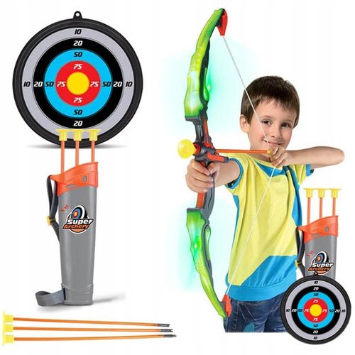 ŁUK DLA DZIECI ZESTAW Z TARCZĄ STRZAŁAMI KOŁCZANEM BEZPIECZNY ŚWIECĄCY DUŻY na Arena.pl