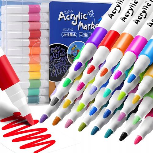 MARKERY AKRYLOWE PISAKI do KAMIENI UBRAŃ FLAMASTRY MAZAKI WODOODPORNE 24szt na Arena.pl
