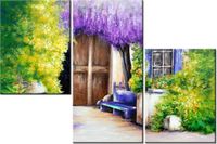 60 90CM OBRAZ 3 ELEM WIEJSKI ZAKĄTEK ŚCIENNY DRUK PŁÓTNO