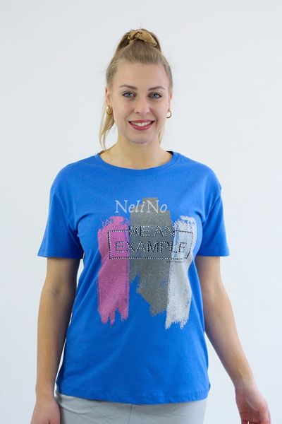 Koszulka z aplikacją i cekinami Example Niebieska M zdjęcie 1