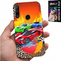 ETUI DO HUAWEI P30 LITE - DLA DZIECI, SAMOCHODY WYŚCIGOWE + SZKŁO