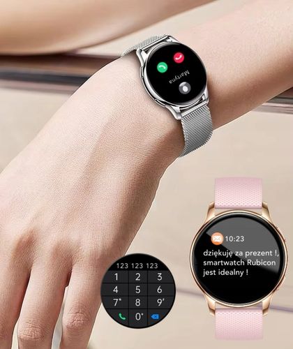 SMARTWATCH DAMSKI ZEGAREK AMOLED MENU PL ROZMOWY 2 PASKI + SŁUCHAWKI GRATIS na Arena.pl