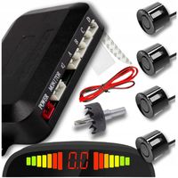 CZUJNIKI PARKOWANIA COFANIA TYŁ PRZÓD BUZZER WYŚWIETLACZ LCD PDC CZARNE 4x