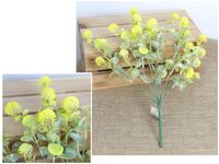 gałązka 2szt  liści z ŻÓŁTYMI KWIATAMI wys. 33 cm 7 łodyg MD-067B