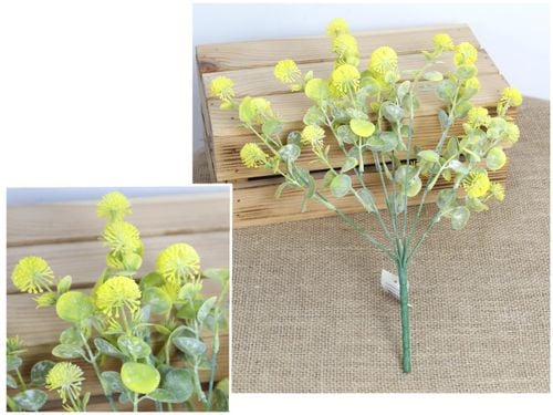 gałązka 2szt  liści z ŻÓŁTYMI KWIATAMI wys. 33 cm 7 łodyg MD-067B na Arena.pl