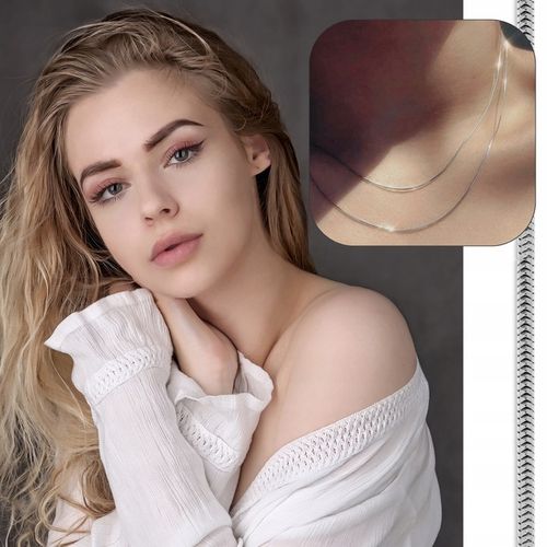 NASZYJNIK Łańcuszek 42 cm Srebrny 925 GRUBA LINKA ŻMIJKA ŻYŁKA OKRĄGŁA na Arena.pl