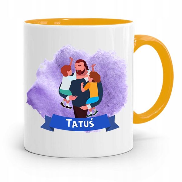 Kubek Żółty Dzień Ojca Dla Taty Tatuś Prezent Z Nadrukiem Ze Zdjęciem zdjęcie 1