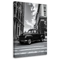 Obraz do salonu biura, Czarny samochód PickUp stojący na ulicy