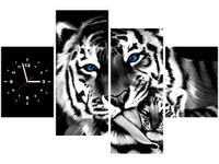 120CM 80CM ZEGAR 4 ELEM TYGRYSY OBRAZ ŚCIENNY